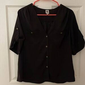 Black short sleeve button down shirt